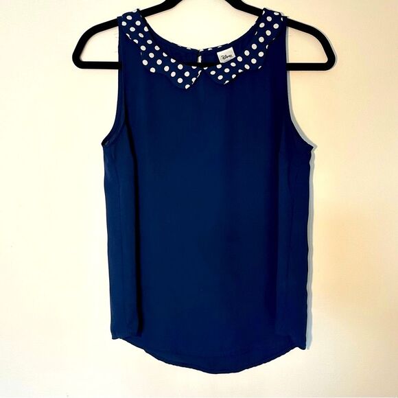 Disney Minnie Mouse Collection SZ S Sleeveless Blouse Top Blue LC Lauren Conrad - Picture 1 of 9